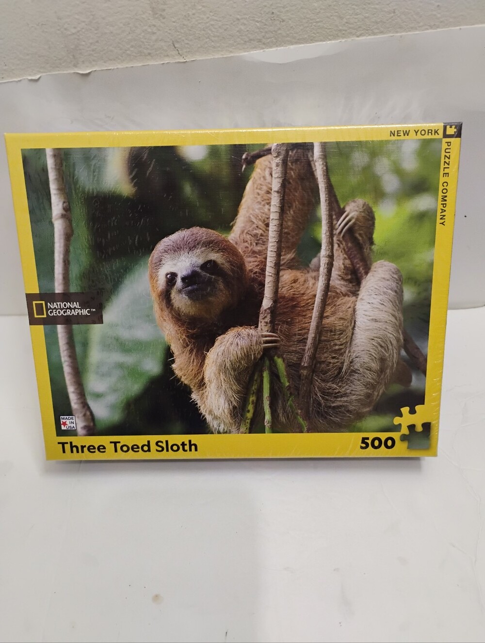 🆕 New York Puzzle Co. National Geograpic Three Toed Sloth 500 Piece Puzzle 🆕